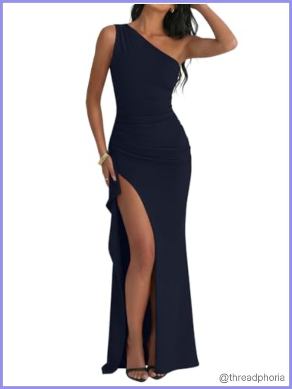One Shoulder Sleeveless High Split Mermaid Maxi Formal Evening Dress